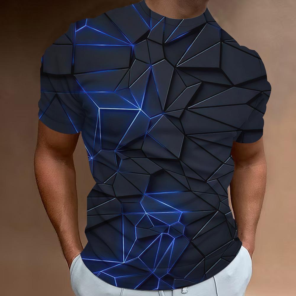 Men's Short Sleeved Fashion 3D Printed Men's T-shirt Round Neck Short Sleeved Summer T-shirt