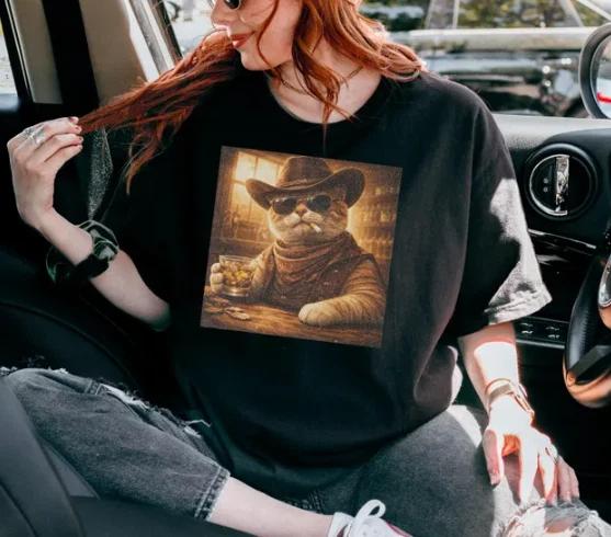 

Funny Cowboy CaT-Shirt, Cowboy Cat, Cats Lover Gift, Meme Shirts 3XL