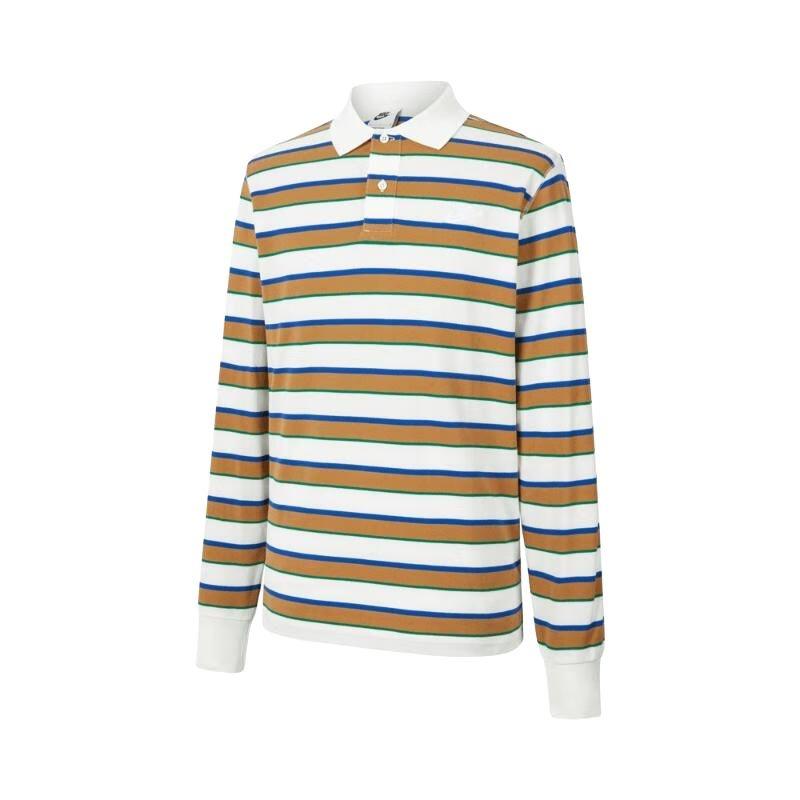 Nike Club Stripe Polo Shirt White Orange Men s FZ0824-133 M