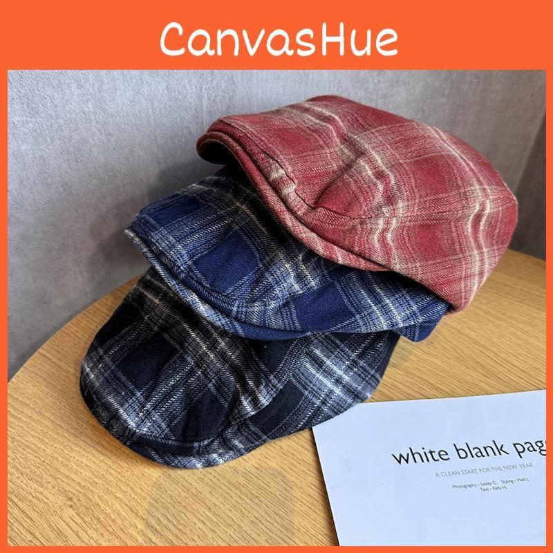 Duckbill Gingham Retro Cap Beret With Ventilation And Sun Protection Women For
