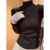 Spring simple semi-turtleneck bottoming shirt women's inner slim-fitting contrasting sweater high-end knitted top