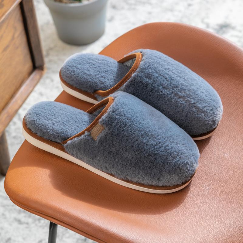 Men's and Women's New Cotton Slippers Home Furnishing Plush Slippers Thick Home Autumn and Winter Home Couple Shoes