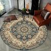1pc Dark Persian Bohemian Round Mat Square Crystal Velvet, Machine Washable, Durable Rubber Backing Luxury Carpet, Avail