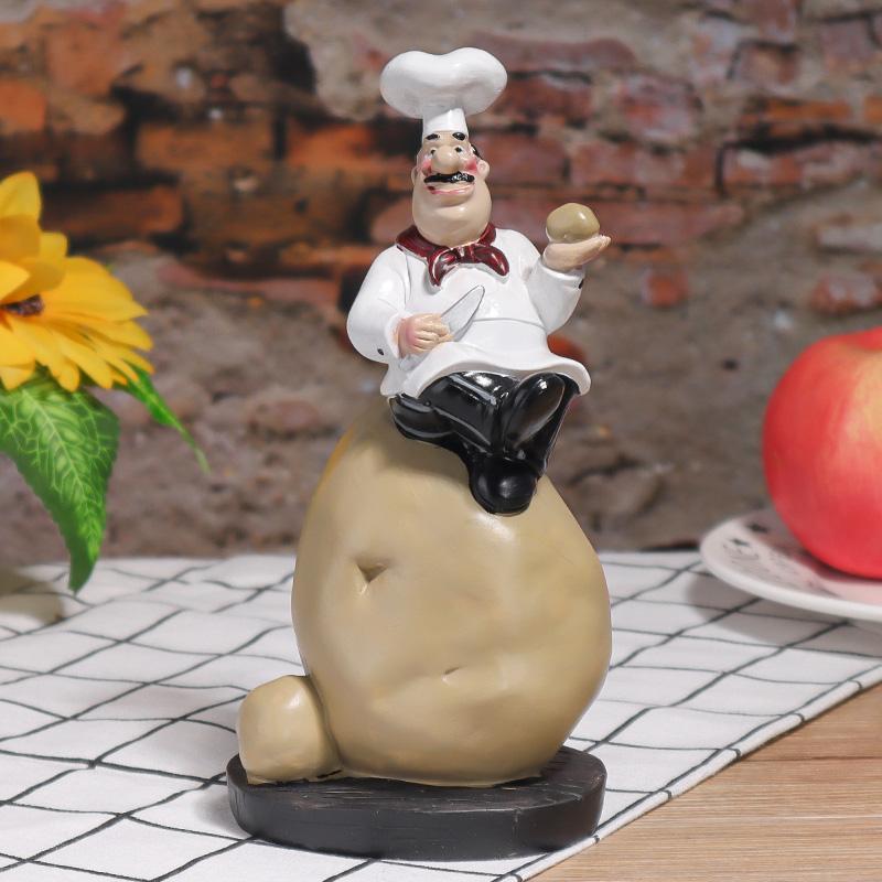 Chef Sculpture Series Exquisite Resin Crafts Home Decoration Art Sculptures for Kitchen, Dining Table,  and Hallway Decor