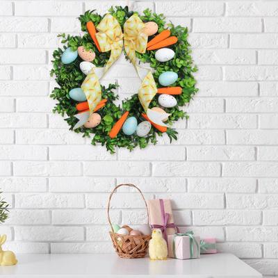 Easter Wreath Spring Front Door Decor Garland Indoor/Outdoor 15 Inch for Bar Party
