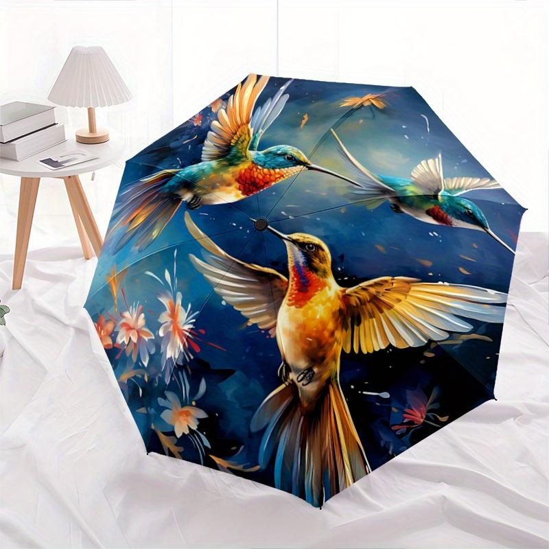 1pc Whimsical Dance of Hummingbirds Automatic Opening and Closing Folding - A Good Choice for Gifts, Fashionable and Convenient Umbrella With Cut
