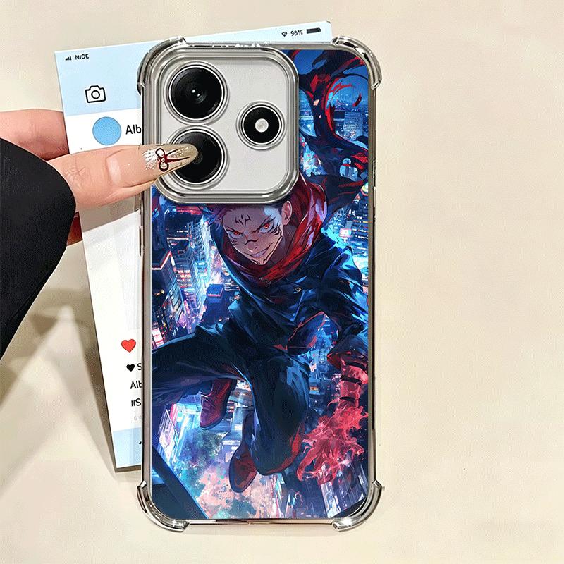 Anime Itadori Yuji JUJUSU Plating Phone Case For Xiaomi Redmi Note 14 15 Pro Plus 13 12 11 11S 11T 10 9S 9 5G Anti-Fall Airabag