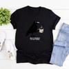 Raven Crow Coffee Shirt Halloween Womens Tshirt Short Sleeve Coffee Lover Gift Crow Coffee Printed Pattern Tshirt