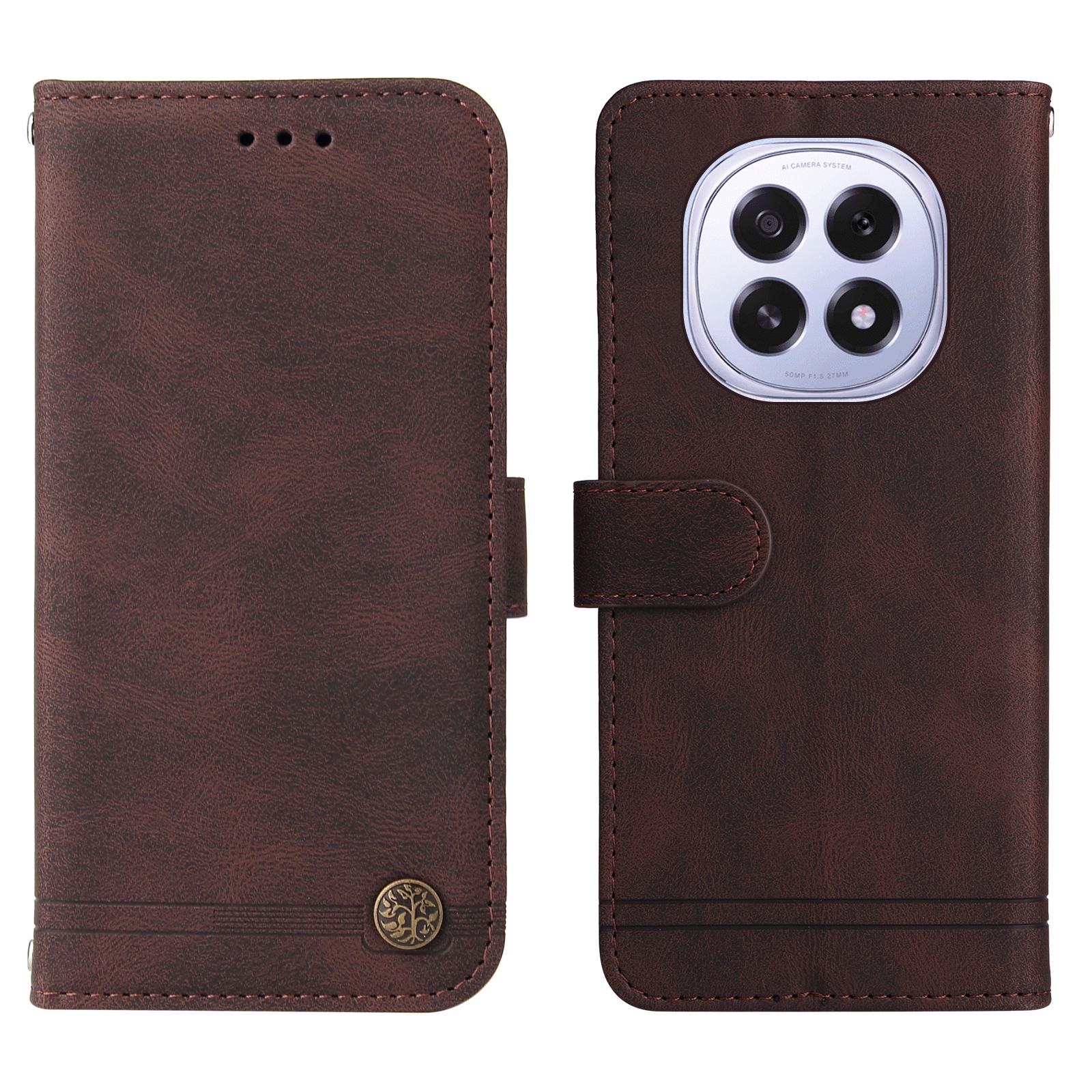 

For Oppo A5 5G/Oppo F29 5G Leather Wallet Cases Skin Touch Phone Cover Stand with Strap Brown