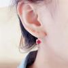 585 Purple Gold Red Crystal Flower Earrings For Women Plated 14K Rose Gold Inlaid Gemstone Small Sweet Elegant Charm Jewelry