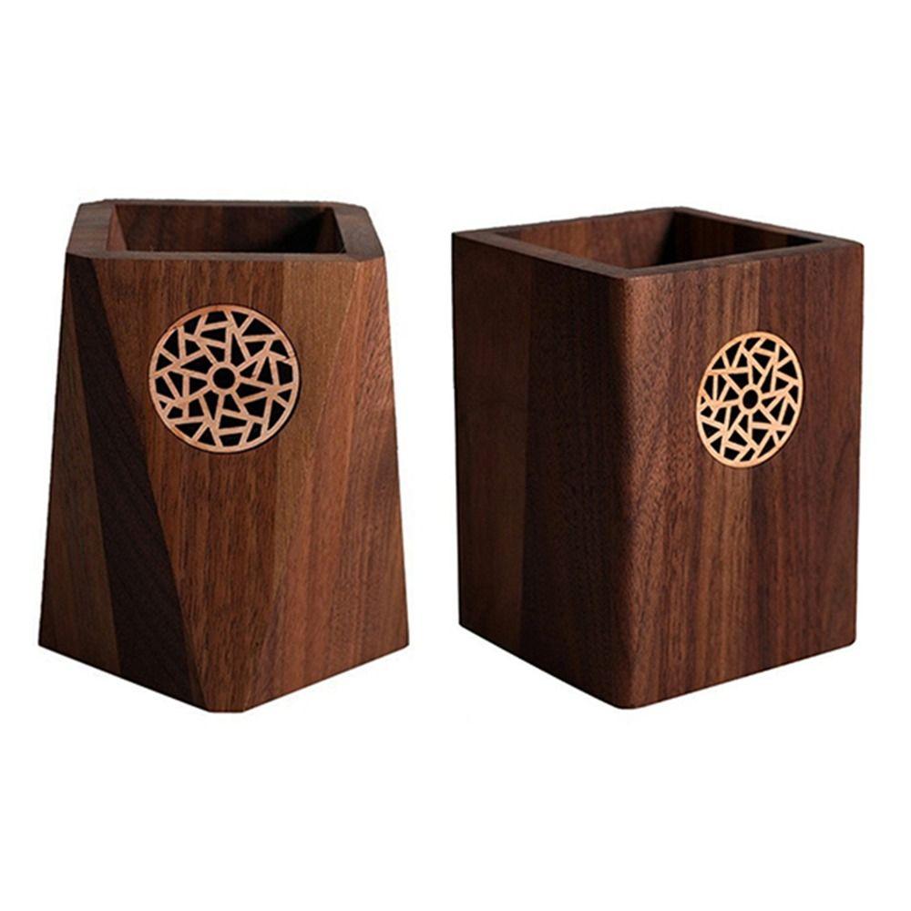 Vintage Wooden Pencil Box Multiple Use Marker Pen Storage Cup Desk Organizer Pen Container  School