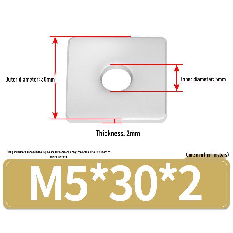 304 Stainless Steel Thickened Square Flat Washers M4-M24