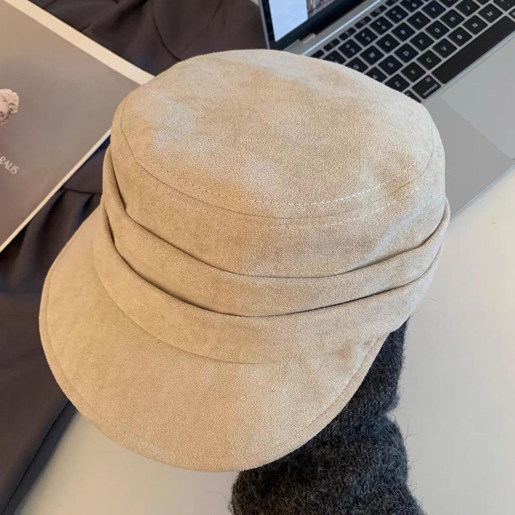 Korea 2025 A/W Coffee Color Japanese Style Women's Fisherman Fedora Hat for Large Heads, Slimming Effect, Rich Girl Style