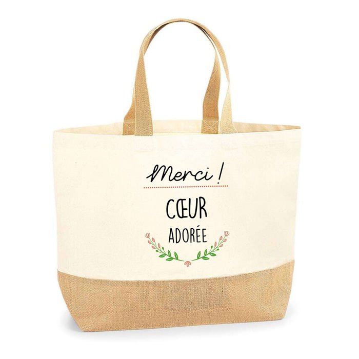 Sac en jute - PLANETEE - Merci Cycliste Adorée - jute naturel - Multicolore - Fabriqué en France