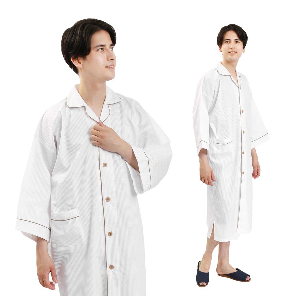 Shirt Gown Nightgown Shirt Gown Hotel Hotel Pajamas Room Wear Room Wear Business Night Luxury [Fuuka] Women's Men's (White) (F Size)