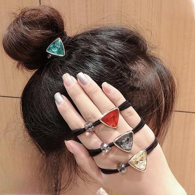 Korean Style Triangular Crystal Hair Tie - Cute Rubber Band for Women & Girls