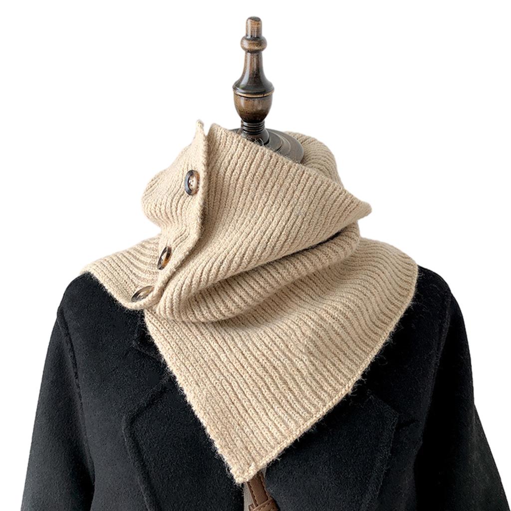Cable Knit Wrap Button Scarf Winter Warm All-Matching Button Scarf Neck Protections Knit Neckerchief Windproof