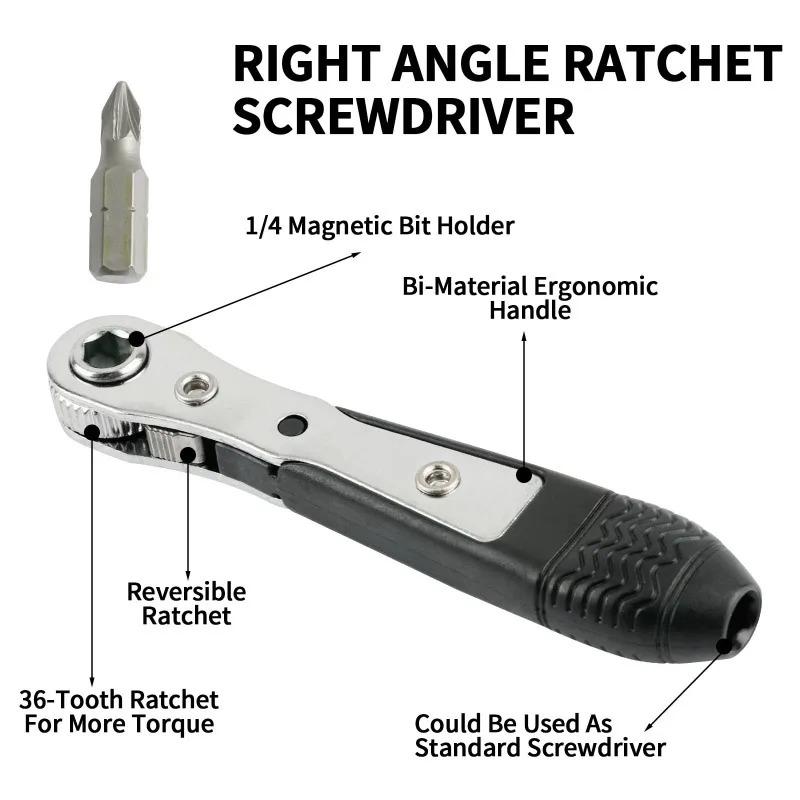 L-shaped Mini 36-tooth Ratchet Screwdriver Two-way Right Angle Screwdriver For Narrow Small Space Gap Repair Hand Tool
