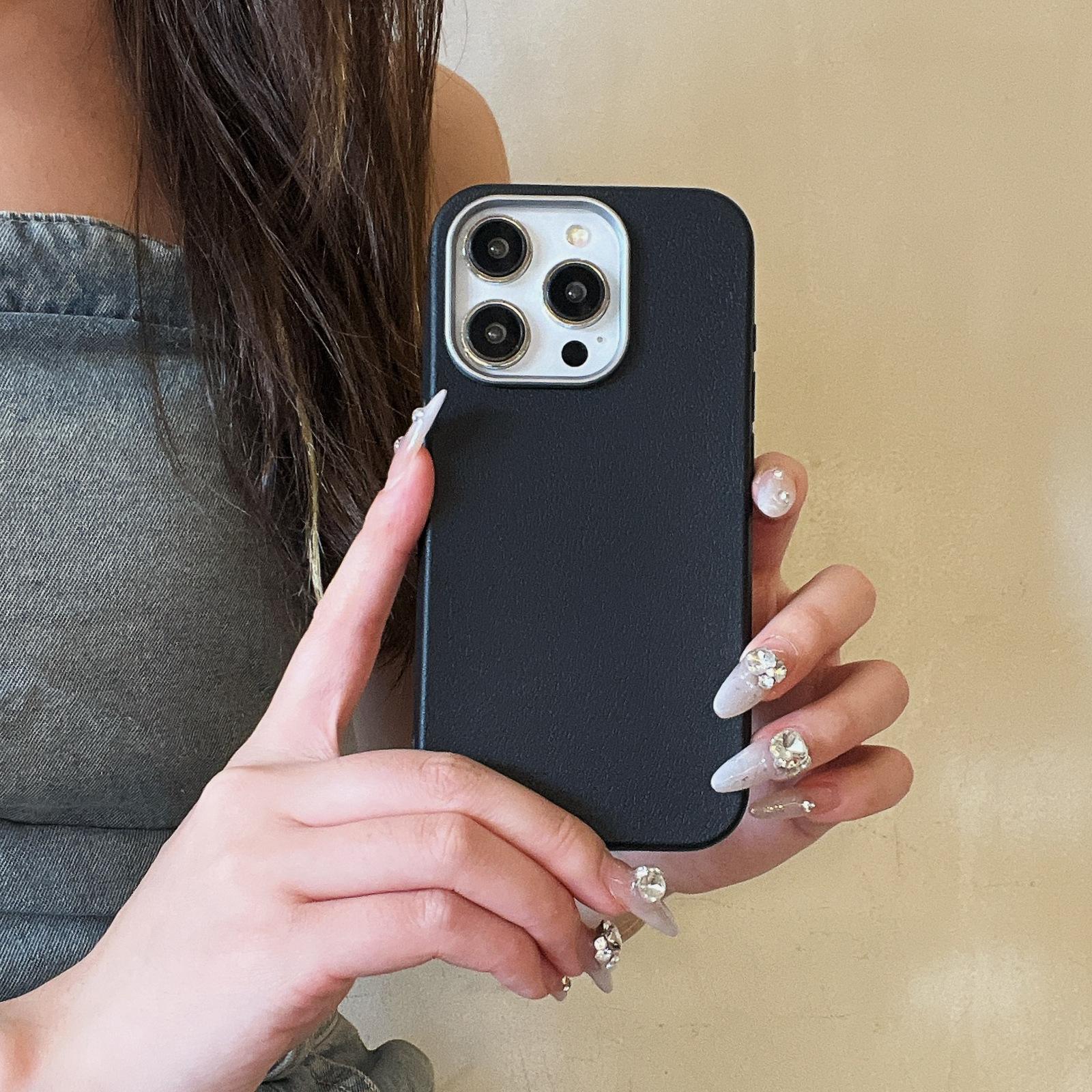 

Минималистичный однотонный чехол нишевого стиля с текстурой кожи, совместимый с iPhone 17 Pro Max Apple 16 новая модель 14/15 17Air(without Packaging