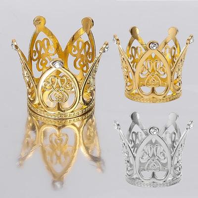 Lot de 3 petites couronnes de diadème en strass pour décoration de gâteau, pour compositions florales, pour fête prénatale, anniversaire, mariage