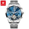 OLEVS 6619 Original Hollowed Automatic Watch Fashion Diamond Shaped Glass Skeleton Multifunctional Mechanical Wristwatch for Men