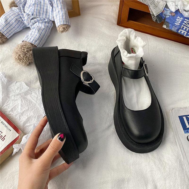 Students Lolita Shoes Patent Leather Mary Janes Shoes  New Women Platform Shoes Buckle Girls Thick Sole Ladies Shoes