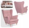 Fotel uszak skandynawski welur pudrowy Hunter Family Meble różowy
