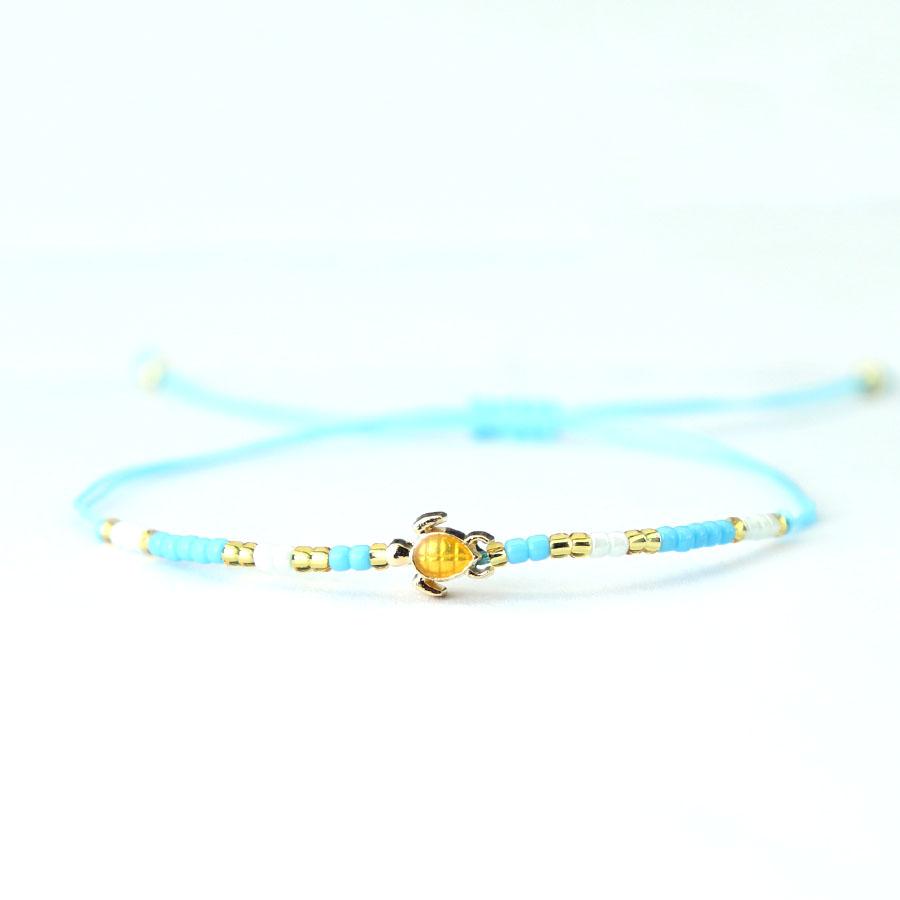 

New Turtle Bracelet For Women Handmade Weaven Macrame Braslet Seed Beads Braclet Leisure Pulseira Outdoor Beach String Jewelry світло-синій колір