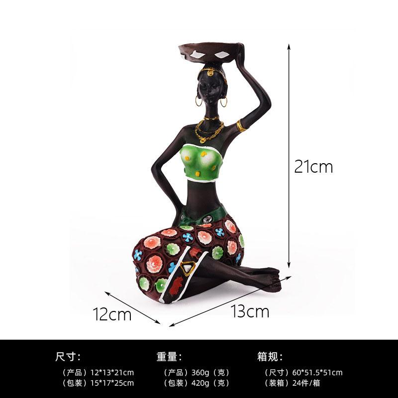 Candle Holders African Women 8.5" Decor for Table Desk Decorative Dining Room Candleholder Sculptures Resin Candlestick Vintage
