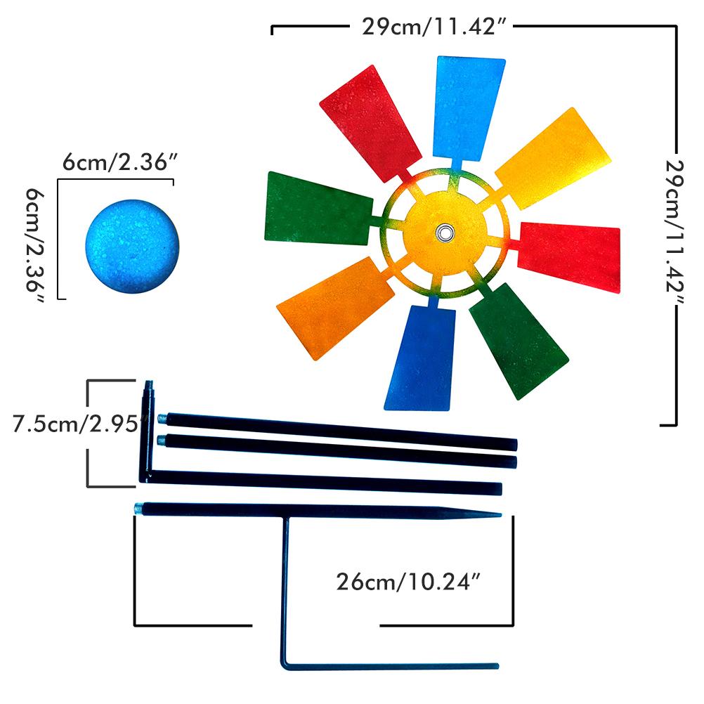 Colorful Metal Windmill Garden Decor Iron Art Wind Spinner Sculpture for Yard Patio Balcony