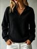 Fleece pullover zipper sweater loose casual solid color long sleeve women's top autumn and winter