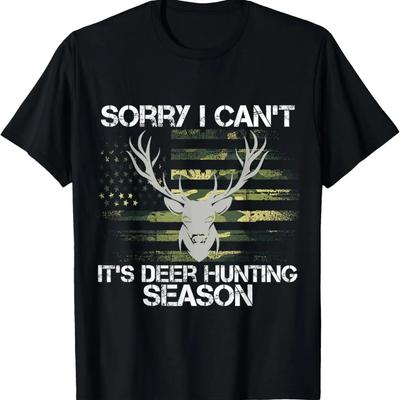 It's Deer Hunting Season USA Flag Funny Deer Hunter Dad T-Shirt