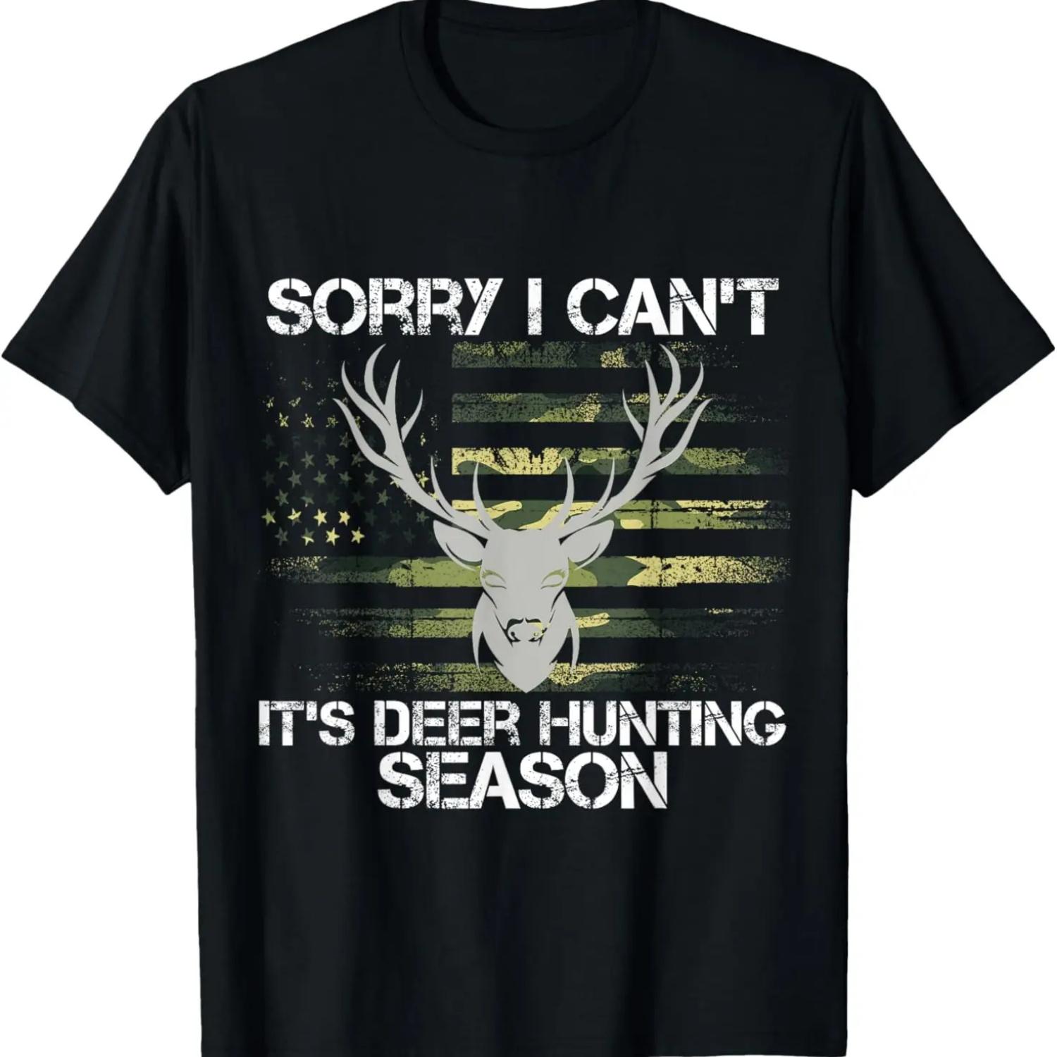 it s Deer Hunting season USA flag Funny Deer Hunter Dad T-Shirt S