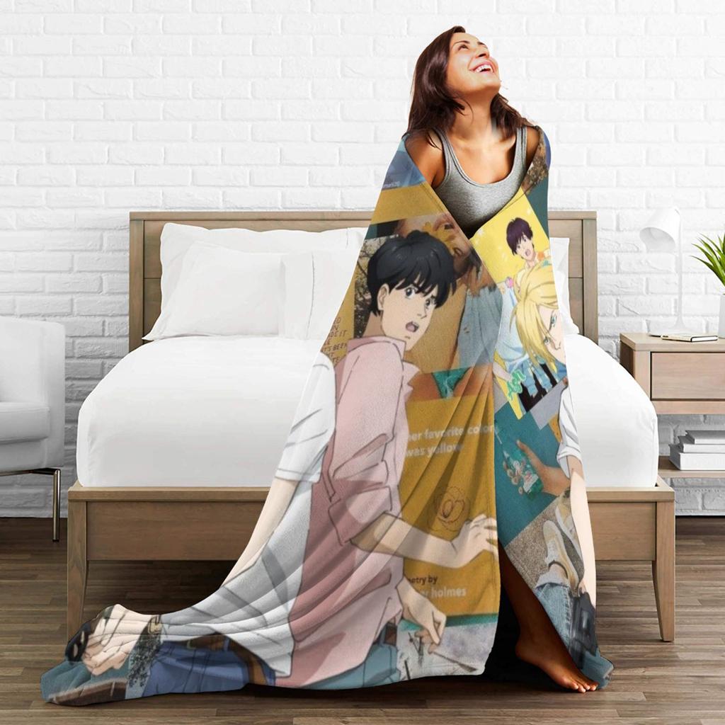 Banana Fish Anime Merch Blanket Warm Cozy Fluffy  Throw Blankets for Sofa 50x60 Inches Multi-size Bedspread
