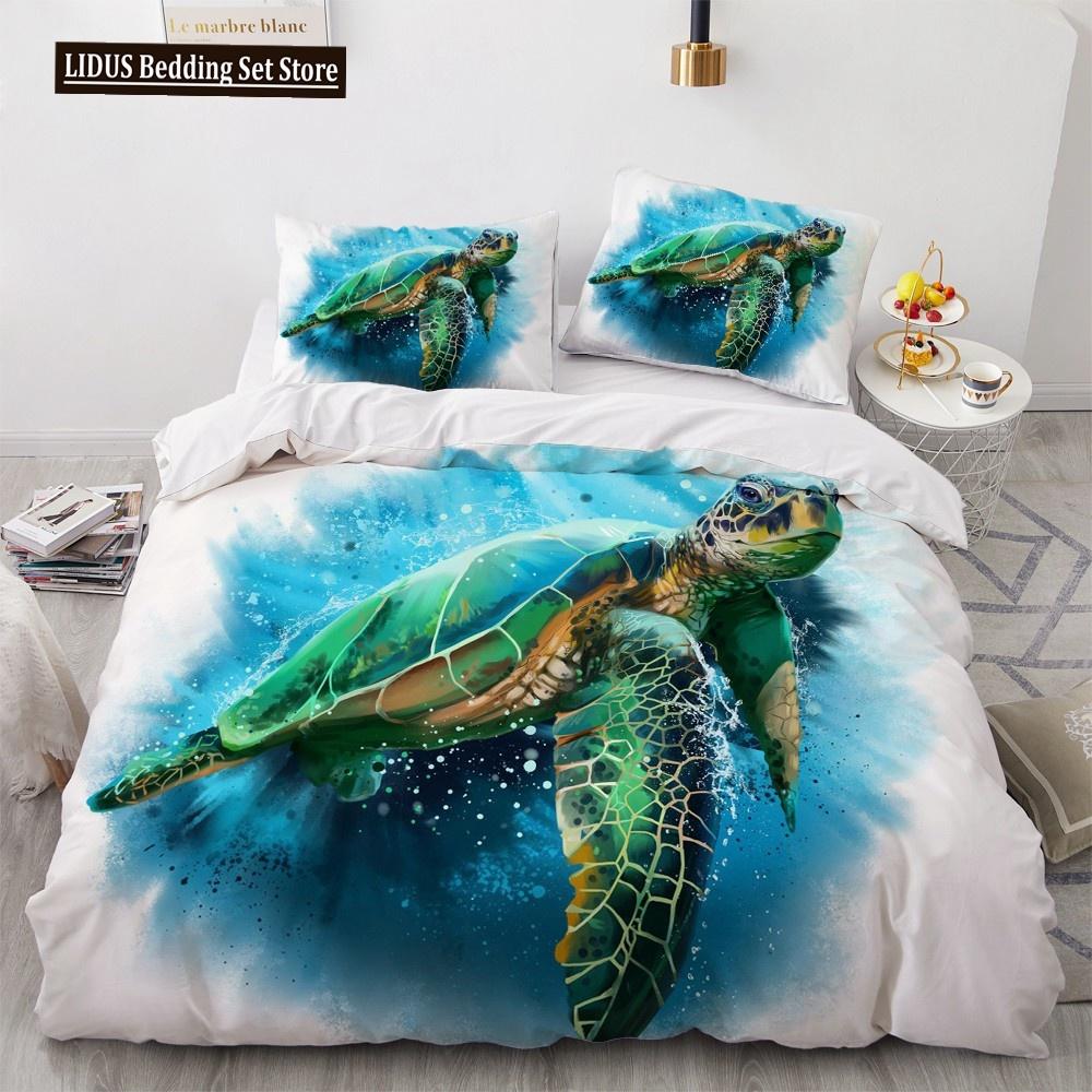 Set Biancheria da Letto 3D alla Moda Delfino Blu del Mare Set Copripiumino Federa Carina Lusso Tessile per la Casa Dimensioni Queen Full 140X200
