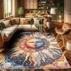 Sun and Moon Decorative Rug,Modern Esoteric Celestial Lunar Motif with Boho Paisley Details, Quality Carpet for Bedroom Dorm and
