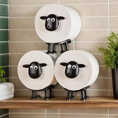 Cute Sheep Toilet Paper Holder Tissue Holder Hanging Bathroom Toilet Paper Holder Roll Paper Holder Towel Rack Stand Storage Rack