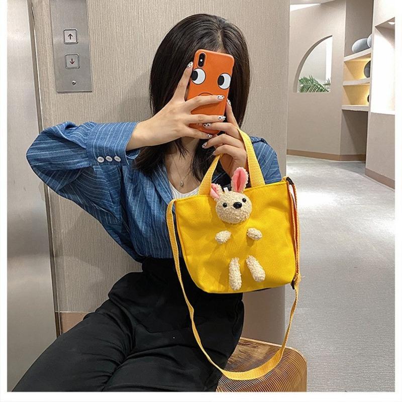 Søt Sommer Ny TikTok Viral Tegneserie Bjørn Lerretspose Jenter Skulderveske Crossbody Veske Trendy