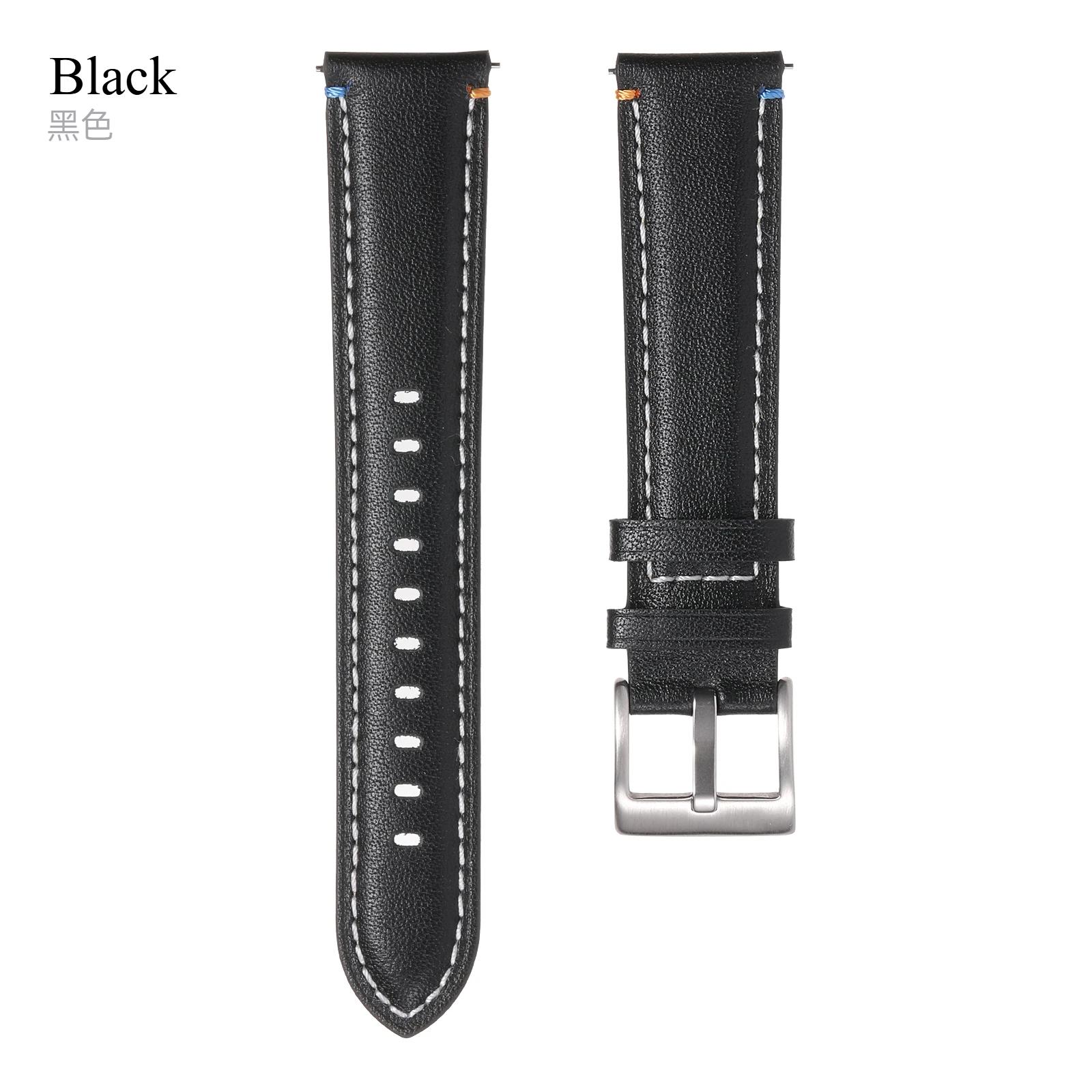 

20 мм 22 мм ремешок из натуральной кожи для часов Samsung Galaxy Watch FE 7 40 мм 44 мм 6Classic 47 мм 43 мм ремешок для Huawei Watch4Pro GT3Pro/4 46 мм Galaxy Watch 7 40 44 чёрный