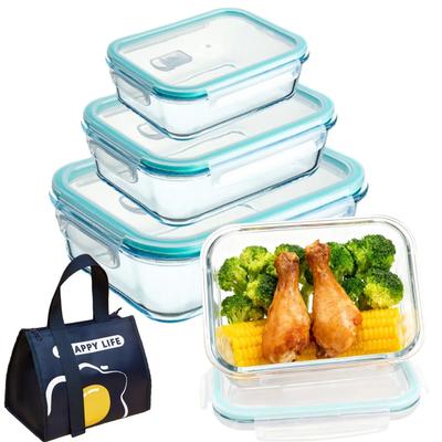 Hitzebeständige Glas-Lunchbox für Mikrowelle, Meal Prep, Luftdichter Verschluss Lebensmittelaufbewahrungsbehälter, BPA-freie Schüssel für Zuhause/Büro