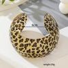 Exaggerated Personality Leopard Print Black White Stripes Small C-shaped Acrylic Opening Bangles for Women Jewelry Accessories