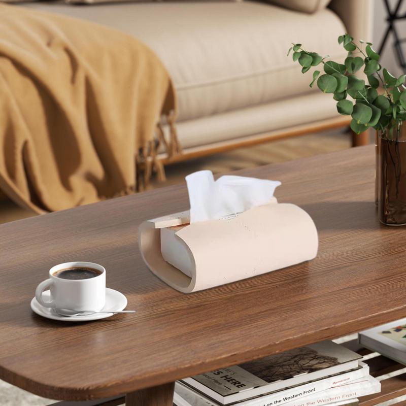 Tissue Box Organizer Modern Geometric Napkin Storage Organizer Imitation Cave Stone Living Room Desktop Napkin Organizer Modern