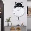 Quiet Movement Acrylic Pendulum Wall Clock with Funny Cats Fish Design Arabic Numerals for Living Room Bedroom Decors