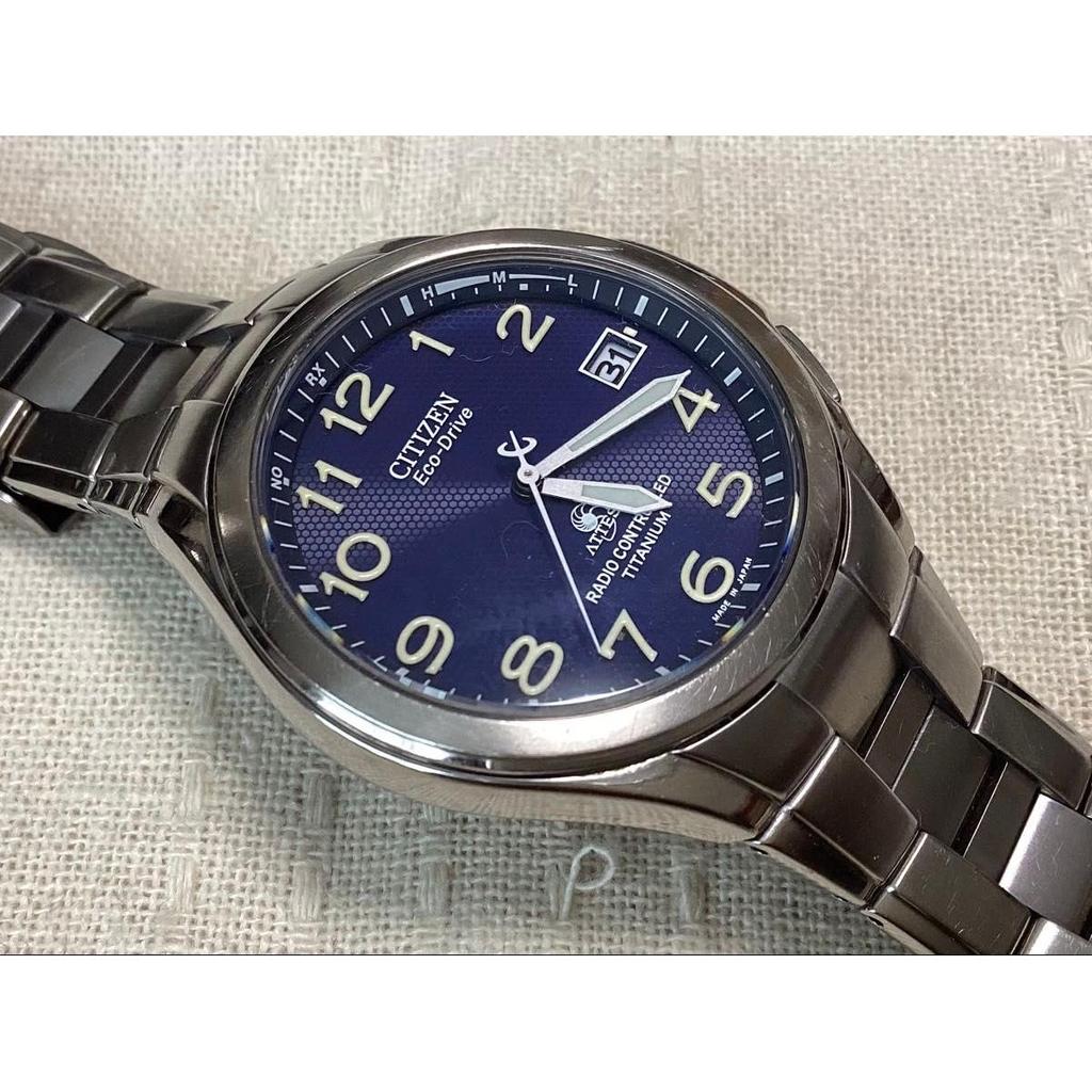 Used [Normal operation product] Citizen Atessa ATD53-2615 H415-T003788 Eco Drive Titanium radio clock