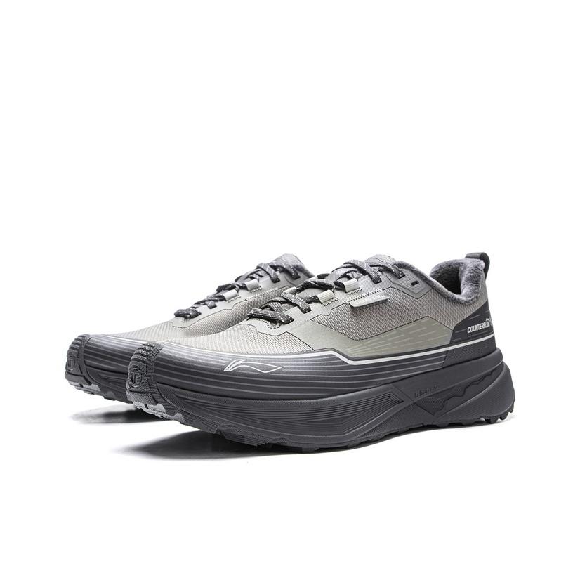 Li Ning Outdoor CF Fleece Fashion Simple Shock Absorbing Wear Resistant Hiking Shoes Unisex Hiking Shoes Gravel-Grey Cold-Sand-Black AHCV085-12