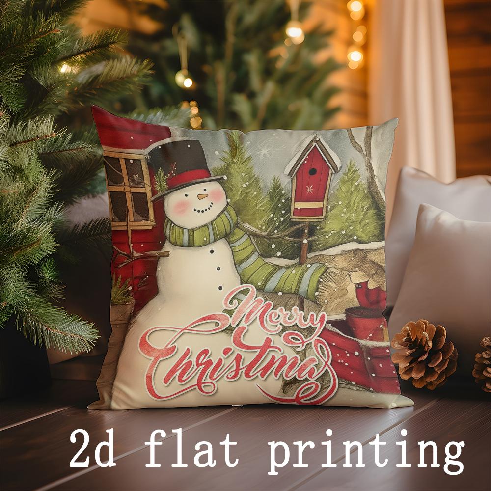Home Decor Christmas Themed Digital Printed Pillow Covers Pattern Cushion Cover Suitable for Sofa Bedroom Car Pillow Cover