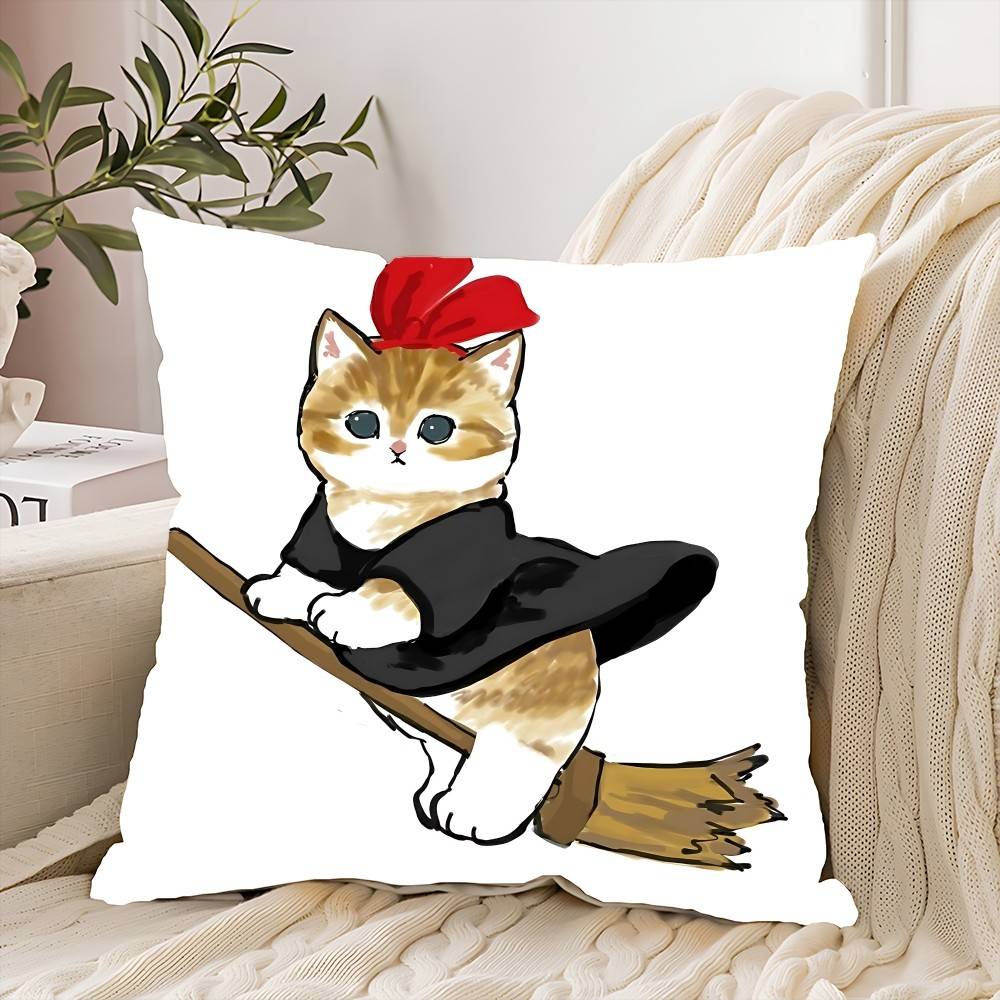 Hand Drawn Cute Cat Pillow Case Elegant Couple Home Living Room Bedroom Decorative Rectangle Pillowcase Sofa Cushion Cover