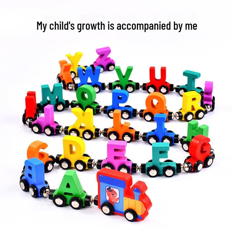 Magnetic Wooden Train Blocks: Educational Stacking Game for Kids