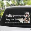 Beginner Driver Caution: Maintain Distance - Female Driver Rear Windshield Sticker