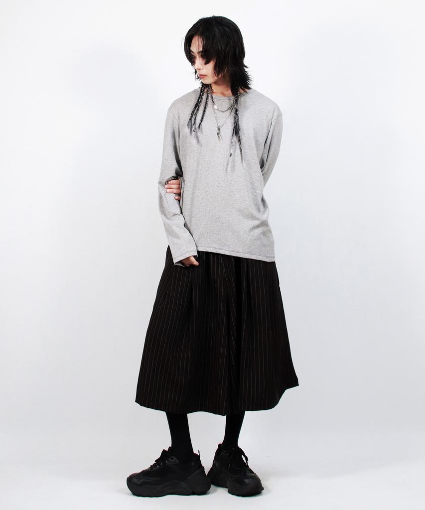 Deumakeu M Real Wide Two Tuck Stripe Bumuda Pants - Black